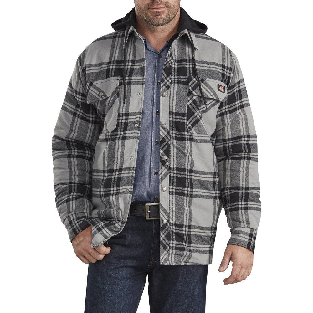 Dickies-Relaxed-Icon-Hooded-Quilted-Shirt-Jacket-Big-Tall-BigCamo-Gray-Black-Plaid