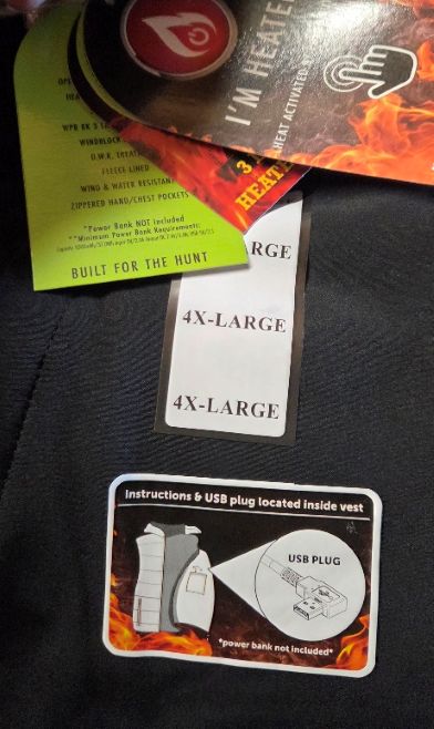 Battery requirements listed on tag