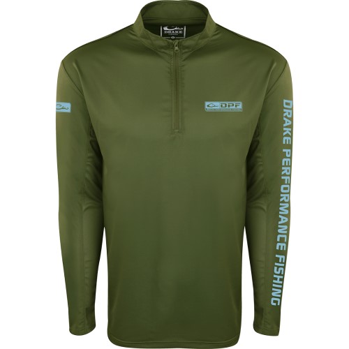 drake-waterfowl-performance-fishing-shield4-arched-mesh-back-quarter-zip-DPF1210-vineyard-green-sun-protection-gear-apparel-big-tall-bigcamo