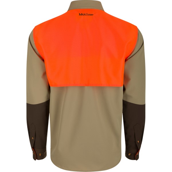 mcalister-upland-tech-shirt-blaze-orange-khaki-back-drake-waterfowl-MC7505-hunting-shooting-big-tall-bigcamo