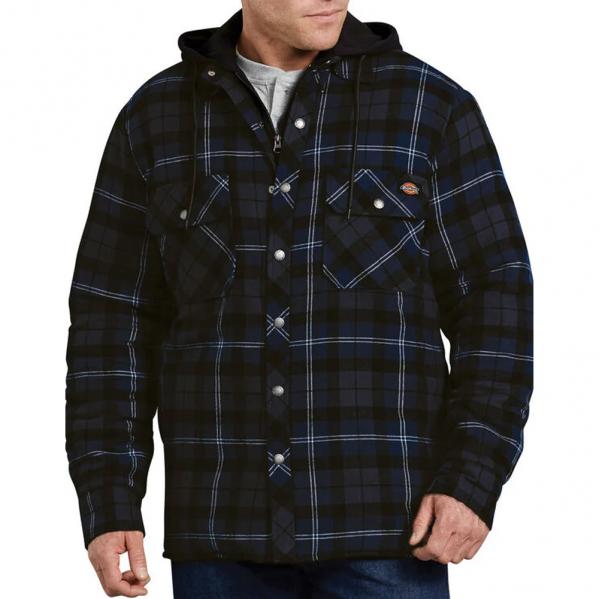 Dickies-Relaxed-Icon-Hooded-Quilted-Shirt-Jacket-Big-Tall-BigCamo-Dark-Blue-Gray-Plaid