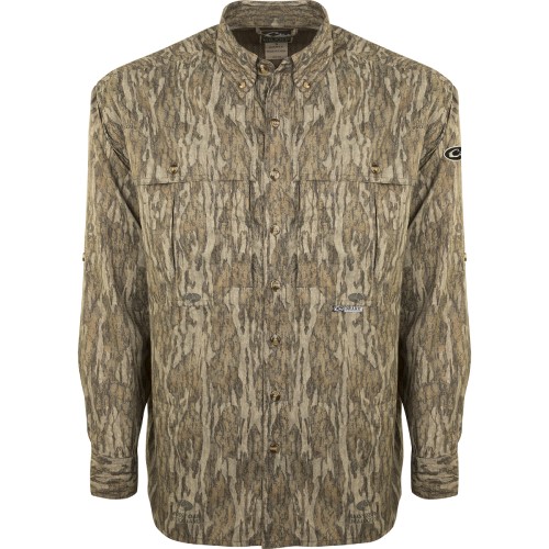 drake-waterfowl-camo-flyweight-long-sleeve-shirt-DW7007-mossy-oak-bottomland-casualwear-upland-bird-hunting-apparel-gear-big-tall-bigcamo