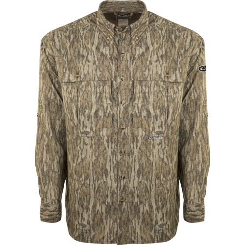 drake-waterfowl-camo-flyweight-long-sleeve-shirt-DW7007-mossy-oak-bottomland-casualwear-upland-bird-hunting-apparel-gear-big-tall-bigcamo